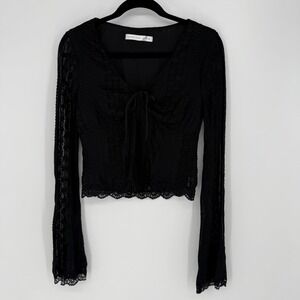 ALTAR'D STATE BOSTON BELL SLEEVE LACE TOP BLACK MEDIUM